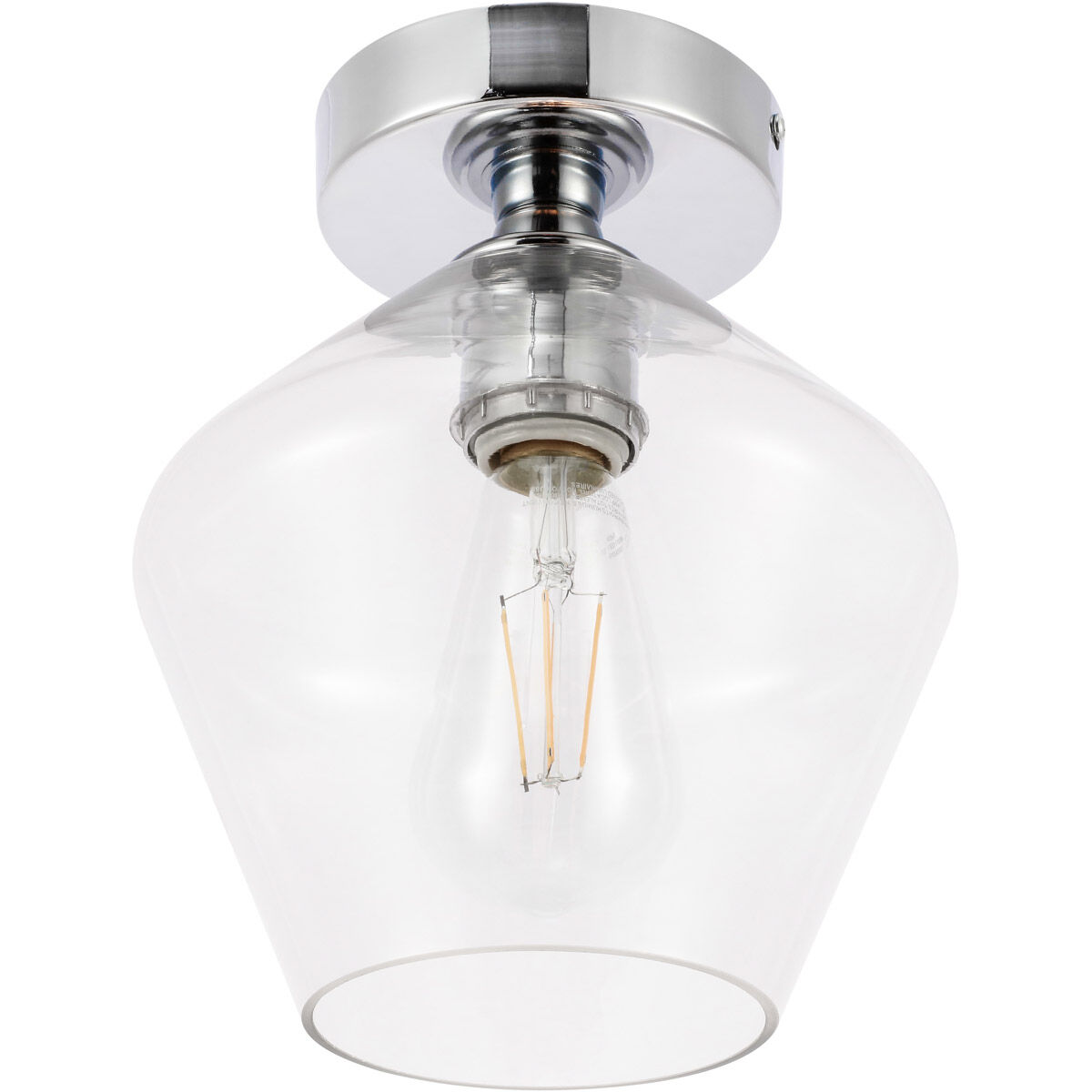 Gene 1 Light 8 inch Chrome Flush Mount Ceiling Light