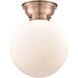 Aditi X-Large Beacon LED 10 inch Antique Copper Flush Mount Ceiling Light in Matte White Glass, Aditi
