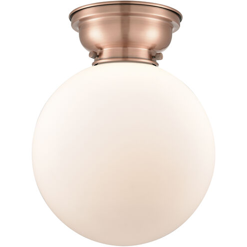 Aditi X-Large Beacon LED 10 inch Antique Copper Flush Mount Ceiling Light in Matte White Glass, Aditi