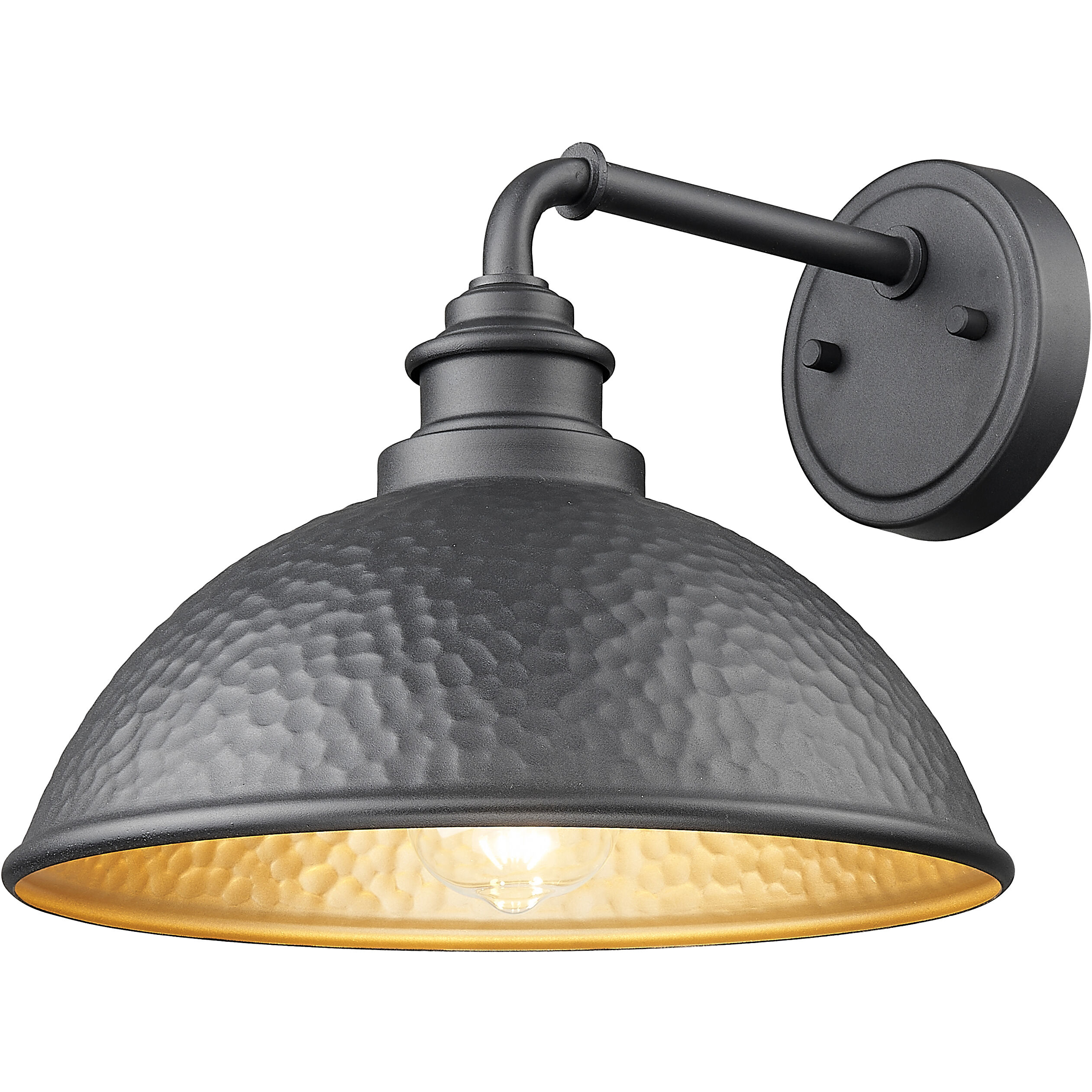 Hammond 1 Light 10.5 inch Hammered Black with Matte Gold Interior Exterior Wall Mount