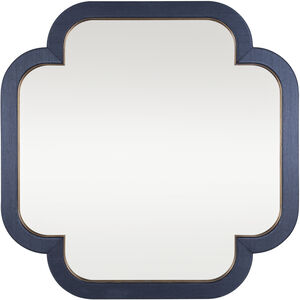 Swiss 50 X 50 inch Dark Blue Grasscloth with Weathered Brass Wall Mirror