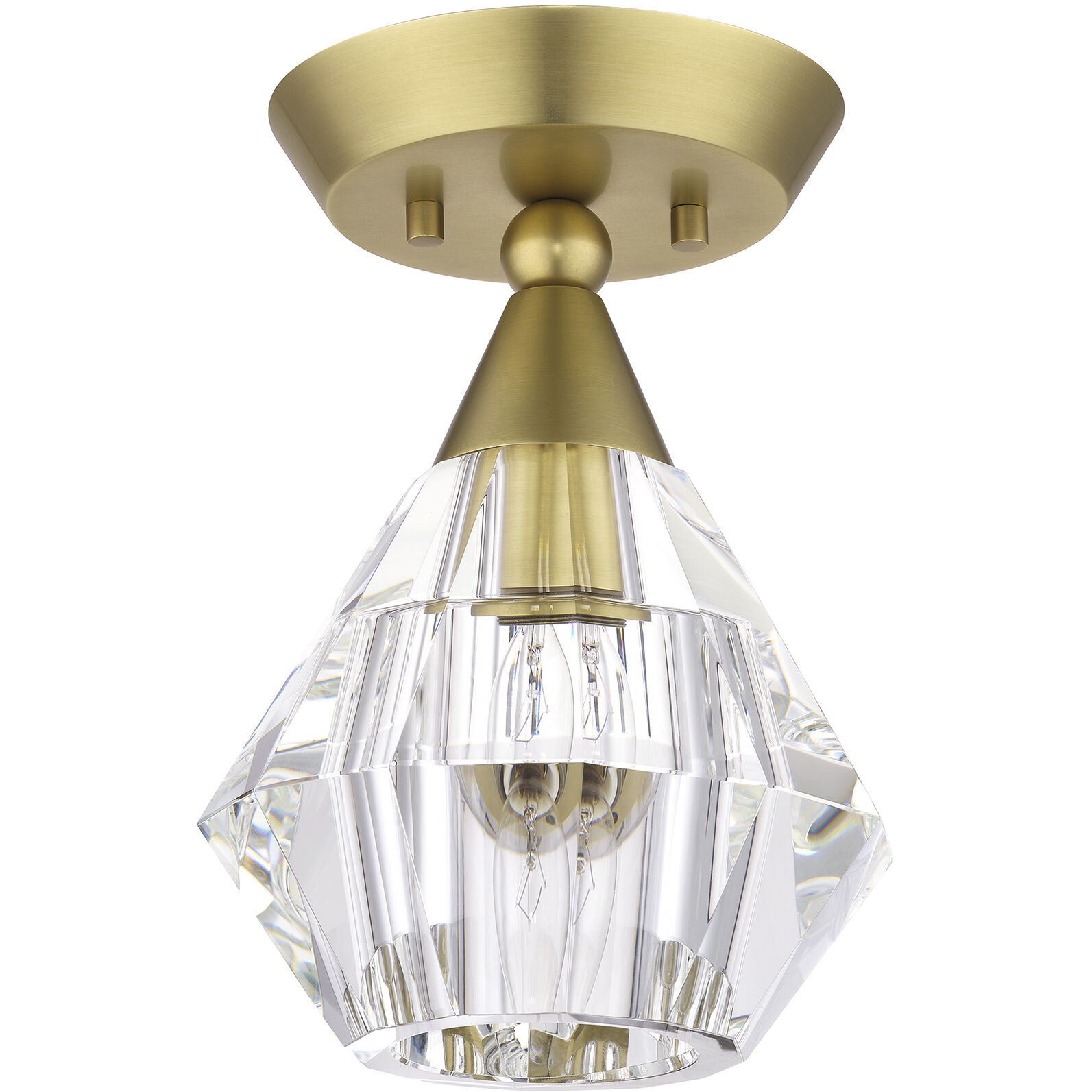 Brussels 1 Light 7 inch Natural Brass Crystal Semi-Flush Ceiling Light