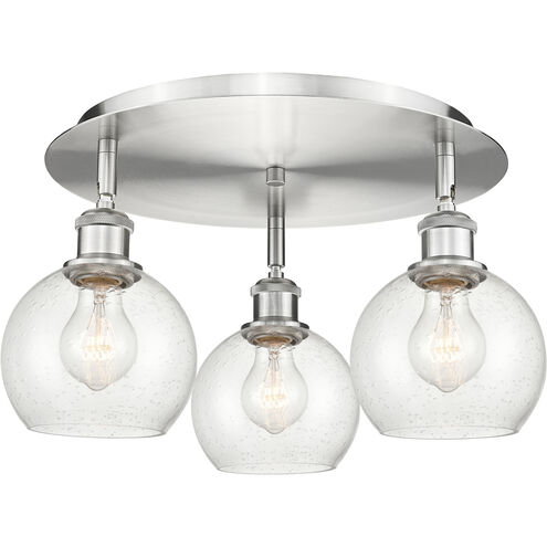 Athens 3 Light 17.75 inch Satin Nickel Flush Mount Ceiling Light in Seedy