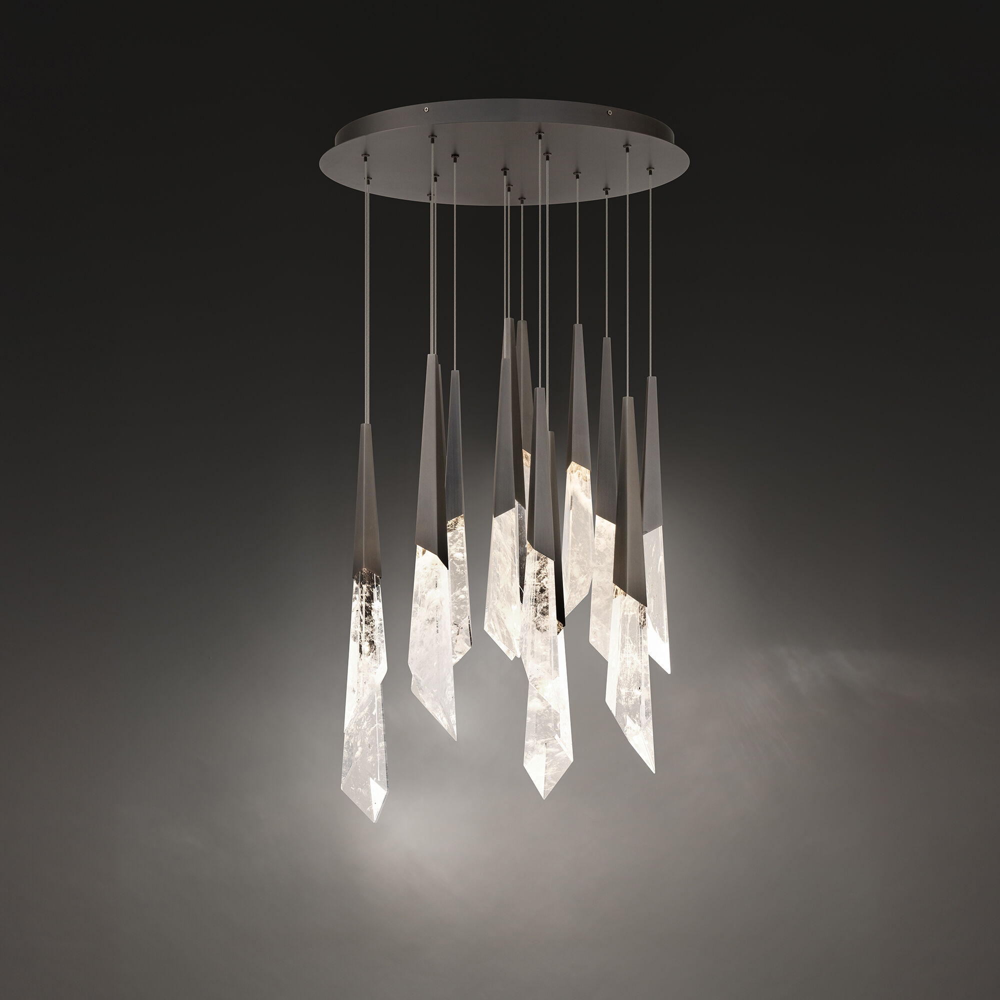 Beyond Solitude LED 40 inch Antique Nickel Multi-Light Pendant Ceiling Light, Square Canopy