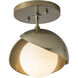 Brooklyn 1 Light 6 inch Modern Brass and Modern Brass Semi-Flush Ceiling Light