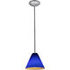 Martini LED 7 inch Brushed Steel Pendant Ceiling Light in Cobalt