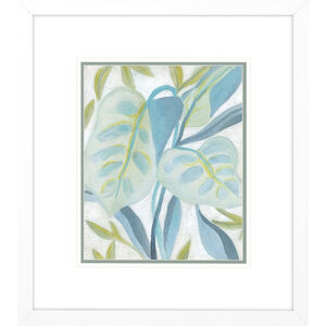 Aqua Tropical Leaves Blue and Green and Turquoise Framed Art
