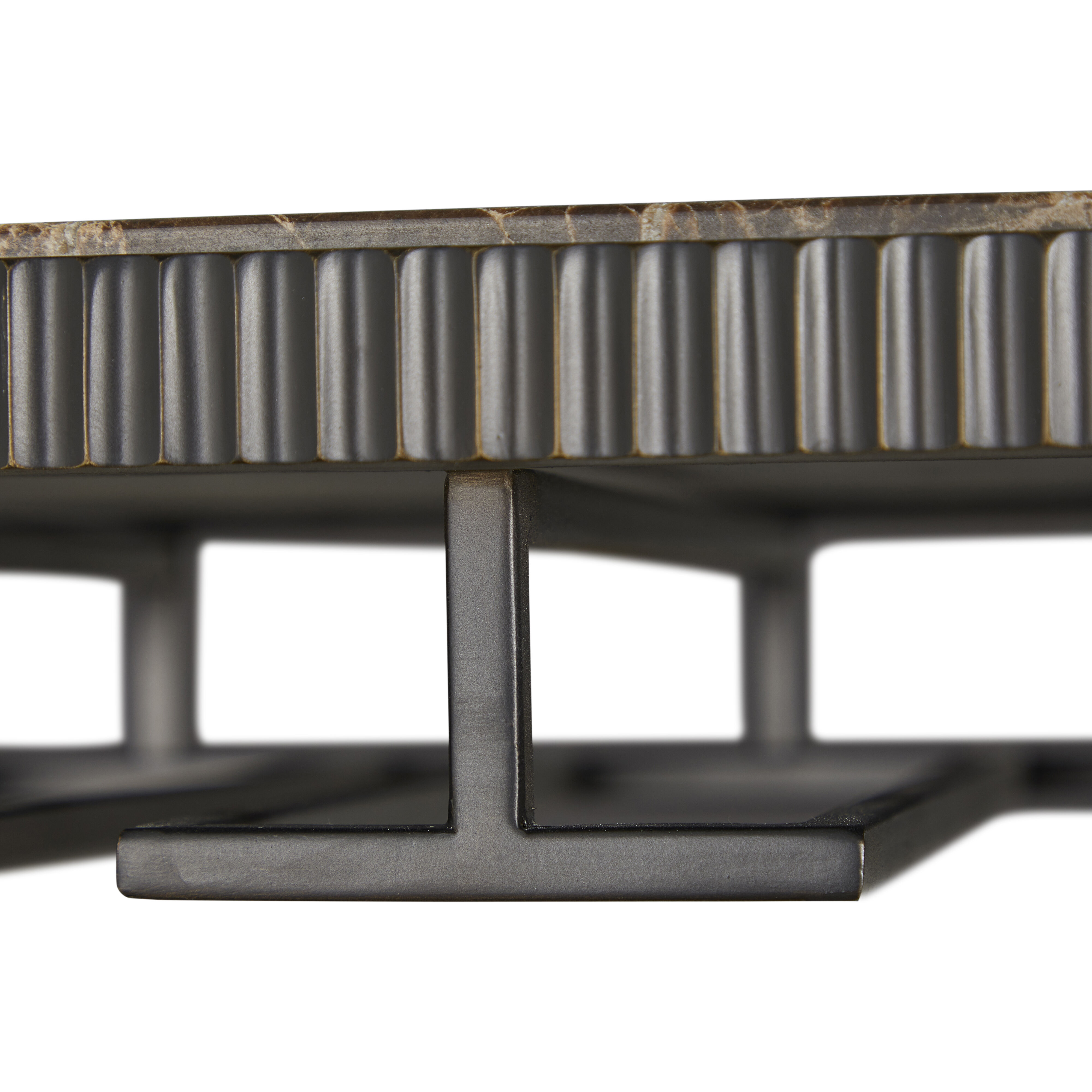 Ariana Forged Antique Bronze and Marron Imperial Marble Bar Console