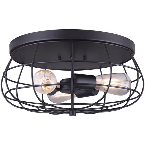 Madison 3 Light 16 inch Black Flush Mount Ceiling Light