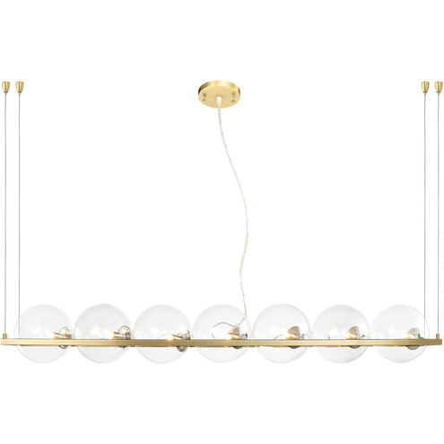 Ensemble 7 Light 8.25 inch Aged Brass Linear Dining Chandelier Ceiling Light
