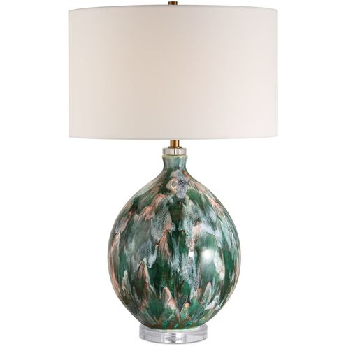 Mihaela 27 inch 150.00 watt Ivory and Green with Crystal and Brass Table Lamp Portable Light