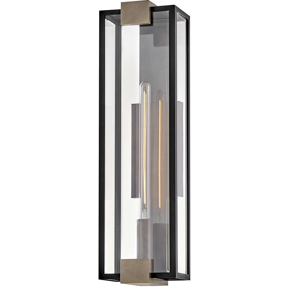 Bergen 1 Light 28 inch Black with Burnished Bronze Outdoor Wall Mount Lantern