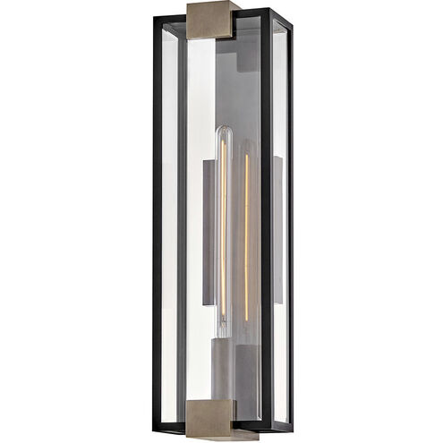 Bergen 1 Light 28 inch Black with Burnished Bronze Outdoor Wall Mount Lantern