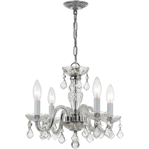 Traditional Crystal 4 Light 15 inch Polished Chrome Chandelier Ceiling Light in Clear Swarovski Strass