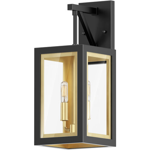 Neoclass 2 Light 18 inch Black/Gold Outdoor Wall Mount