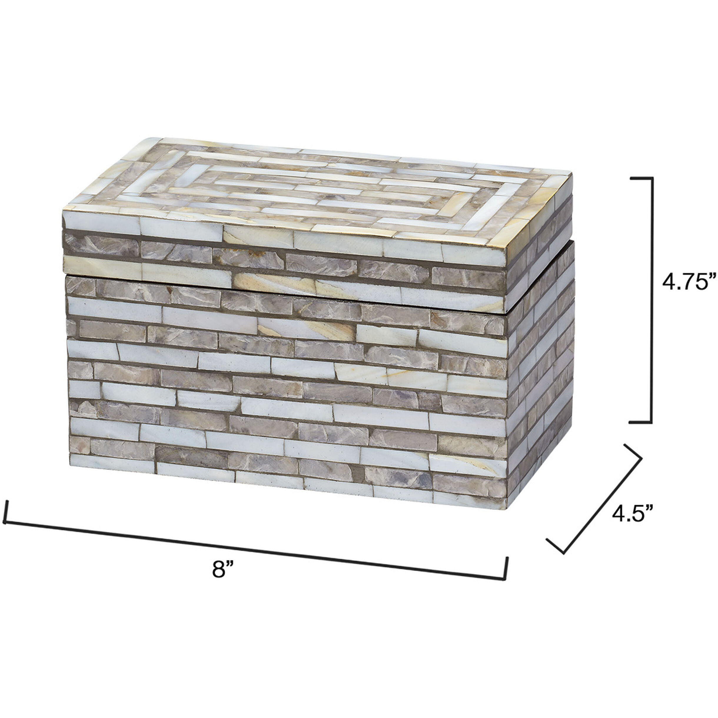 Roosevelt 8 inch Mixed Grey and White Mother of Pearl Box in Small, Small