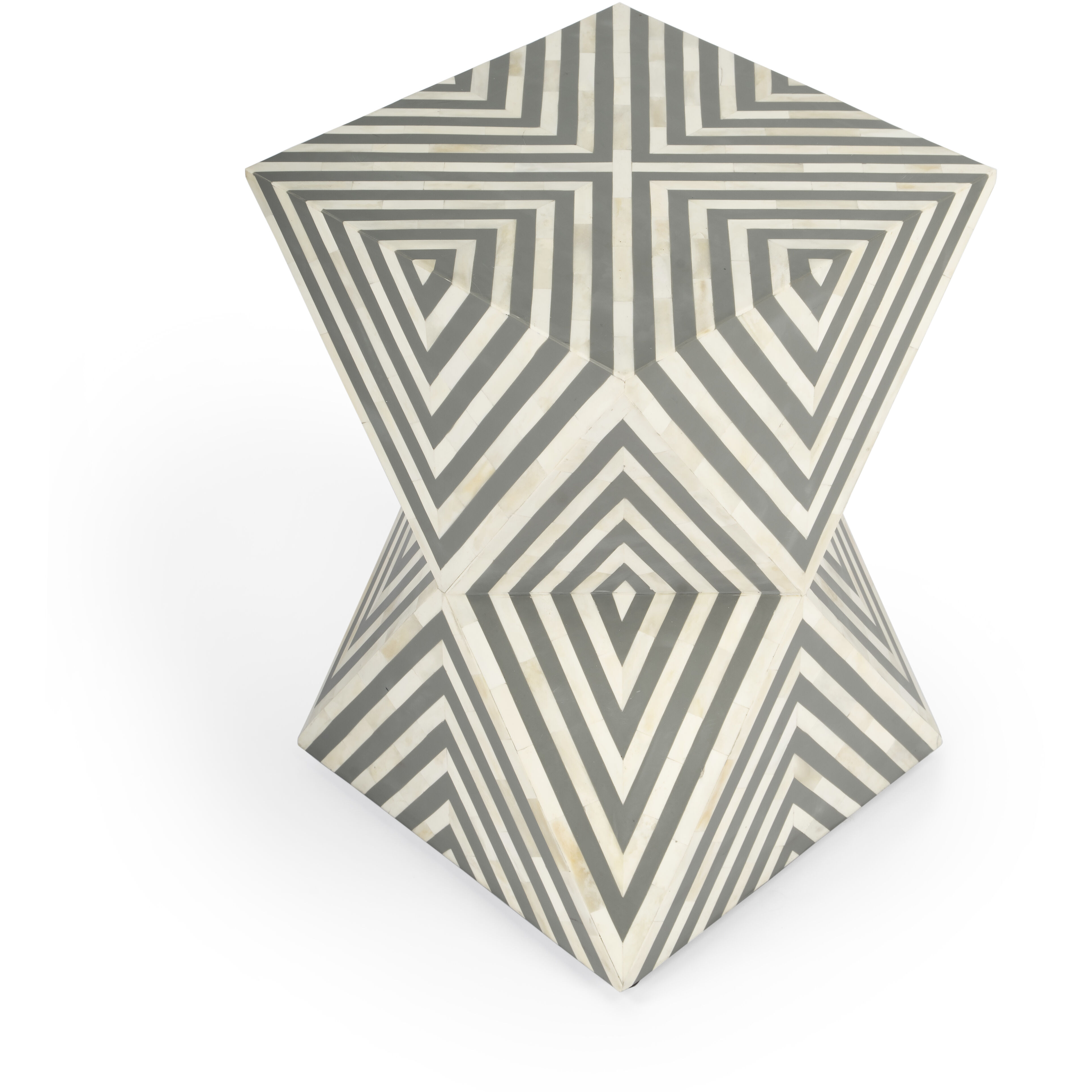 Anais and Grey Bone Inlay Side Table in Gray and White