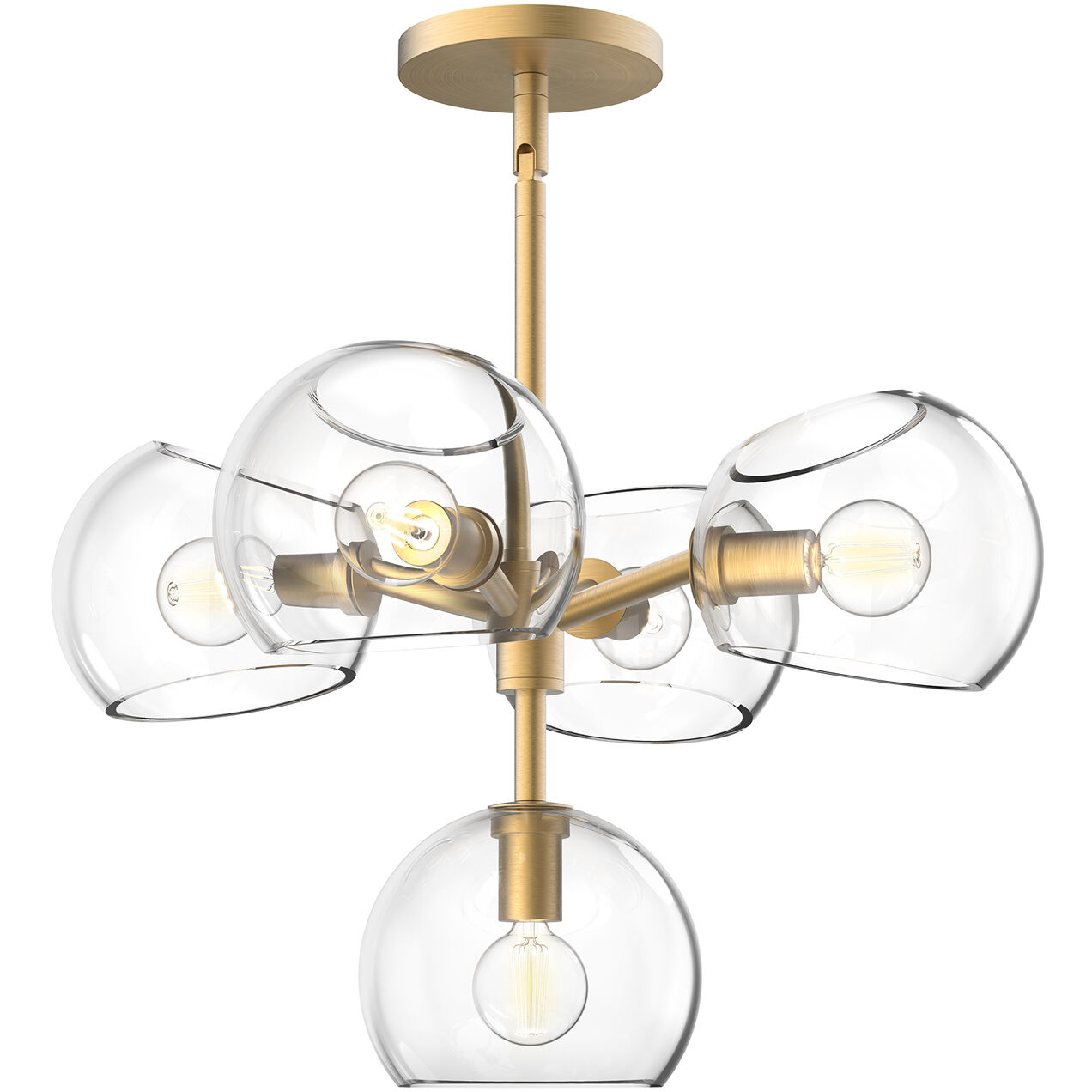 Alora Mood Willow 5 Light 18 inch Brushed Gold/Clear Glass Chandelier Ceiling Light
