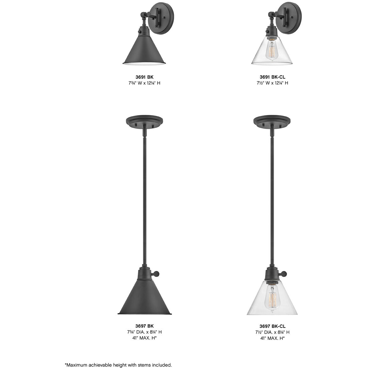 Arti 1 Light 7.5 inch Black Indoor Pendant Ceiling Light in Clear