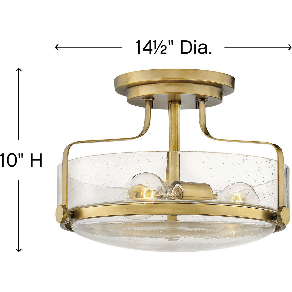 Harper 3 Light 14.5 inch Heritage Brass Indoor Semi-Flush Mount Ceiling Light in Clear Seedy