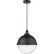 Edison Hampden LED 12.88 inch Matte Black Pendant Ceiling Light in Seedy Glass