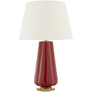 Alexa Hampton Penelope Berry Red Table Lamp in Linen