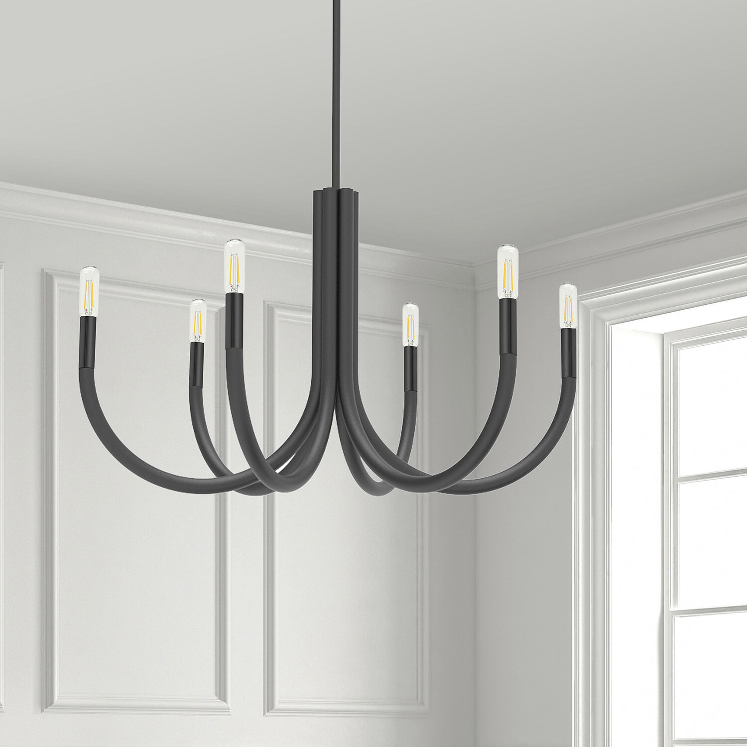 Wand 6 Light 28 inch Matte Black Chandelier Ceiling Light