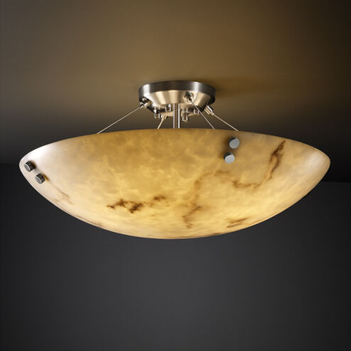 Lumenaria 6 Light 21 inch Brushed Nickel Semi-Flush Bowl Ceiling Light in Pair of Cylinders, Round Bowl, Incandescent