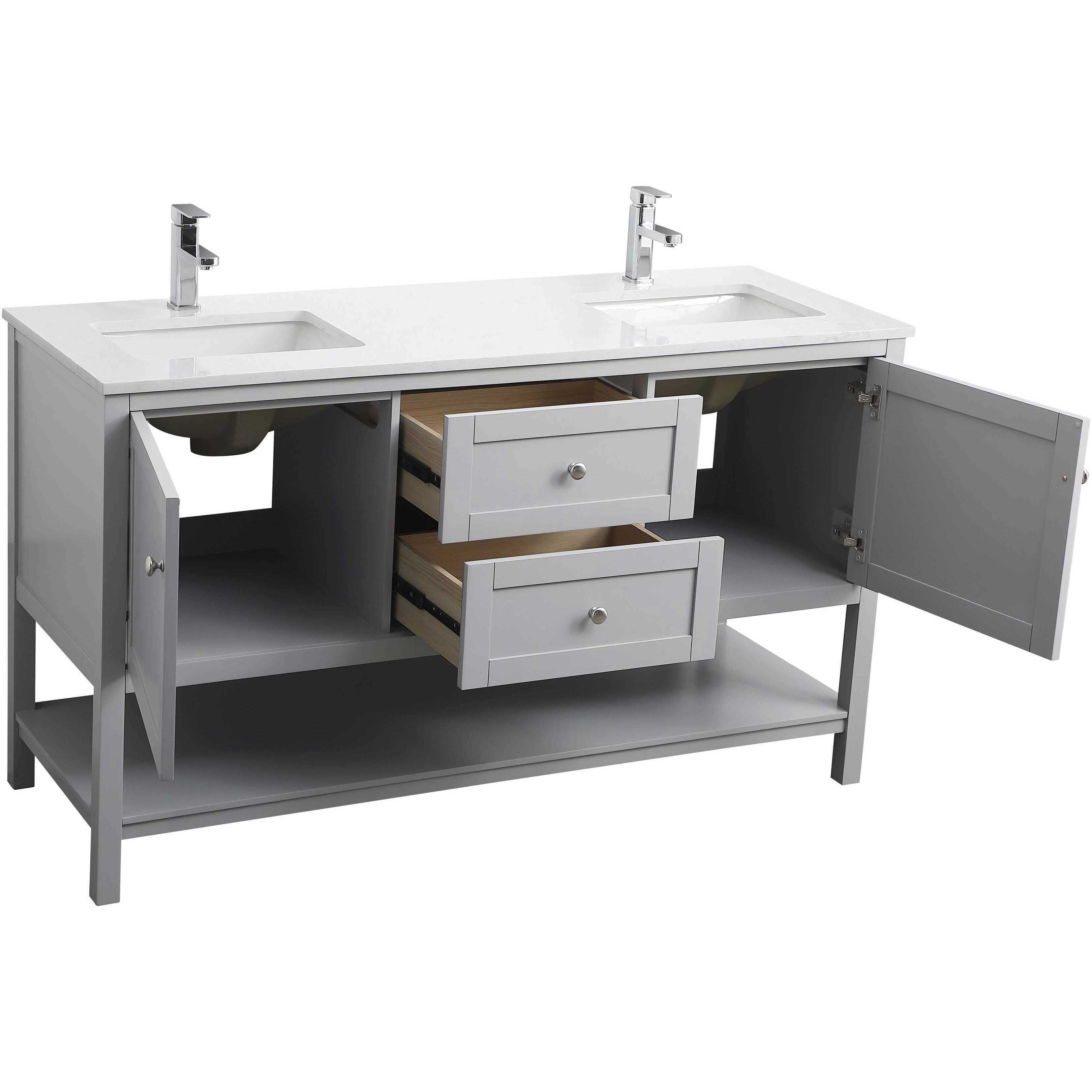 Heath 60 X 21.5 X 35 inch Grey Vanity Sink Set