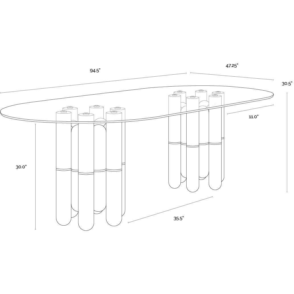 Yanna 94.5 X 47.25 inch Clear / Black / Brown Dining Table