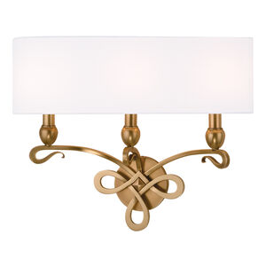 Pawling 3 Light 20 inch Aged Brass Wall Sconce Wall Light