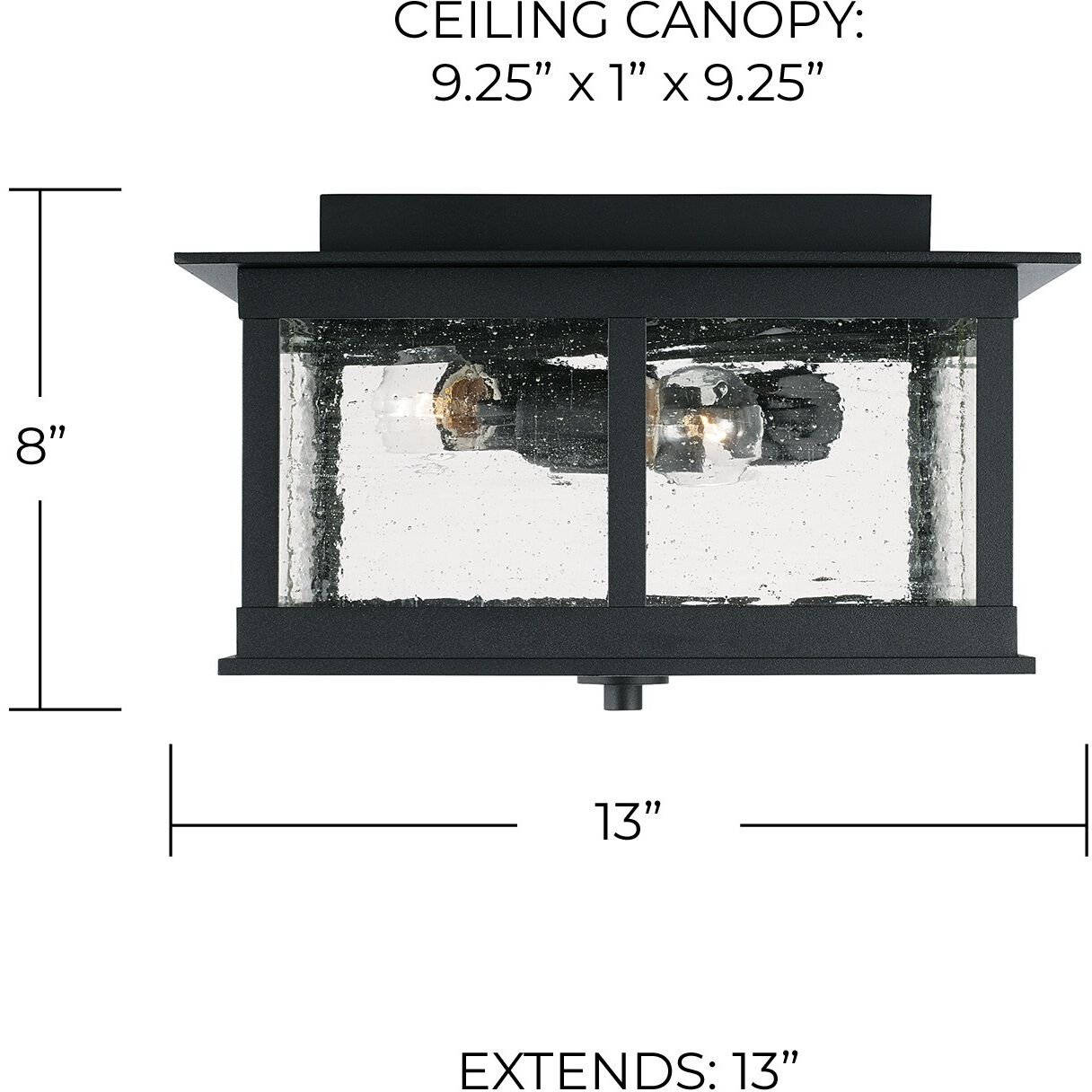 Barrett 3 Light 13 inch Black Outdoor Flush Mount