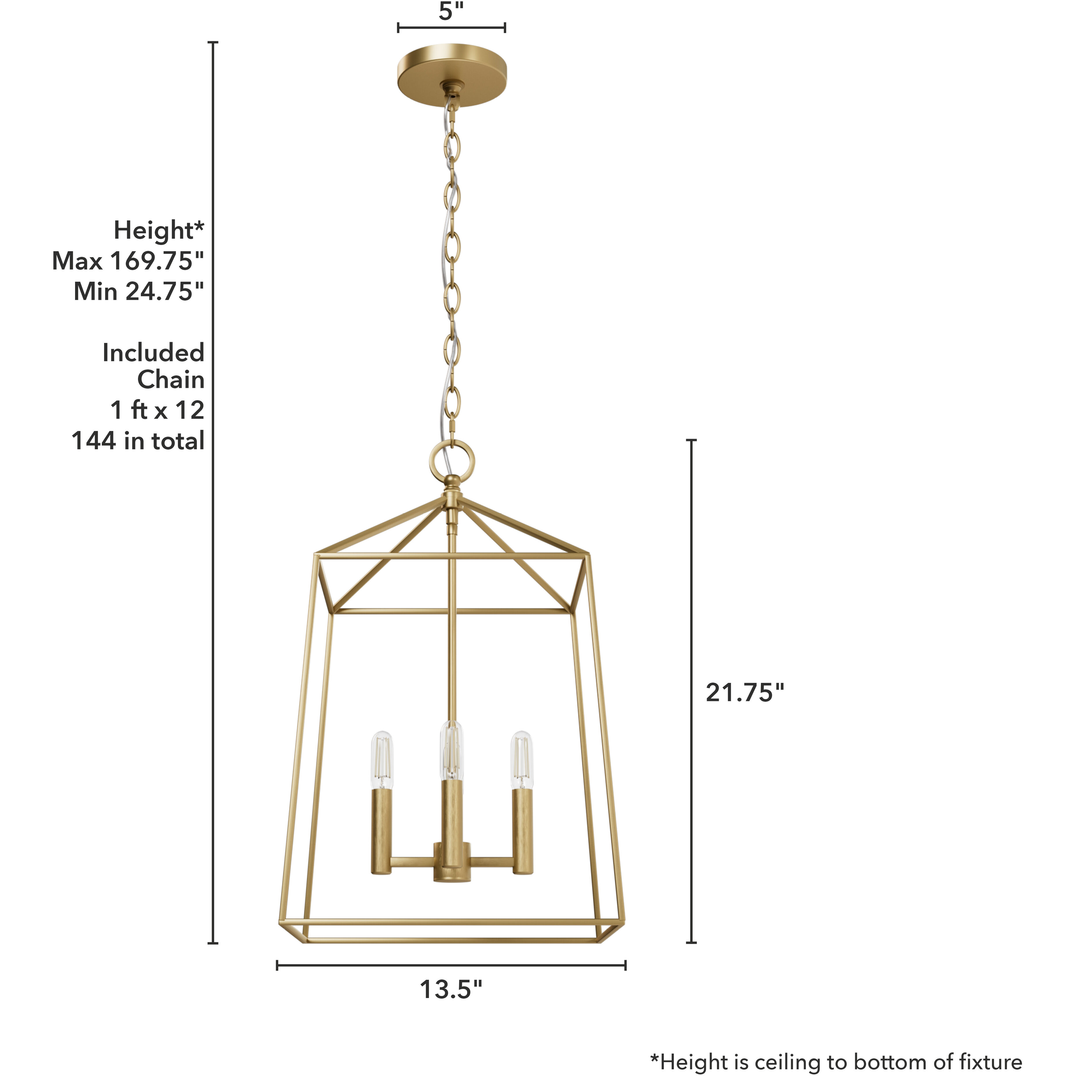 Fair Oaks 4 Light 13.5 inch Luxe Gold Lantern Pendant Ceiling Light, Medium