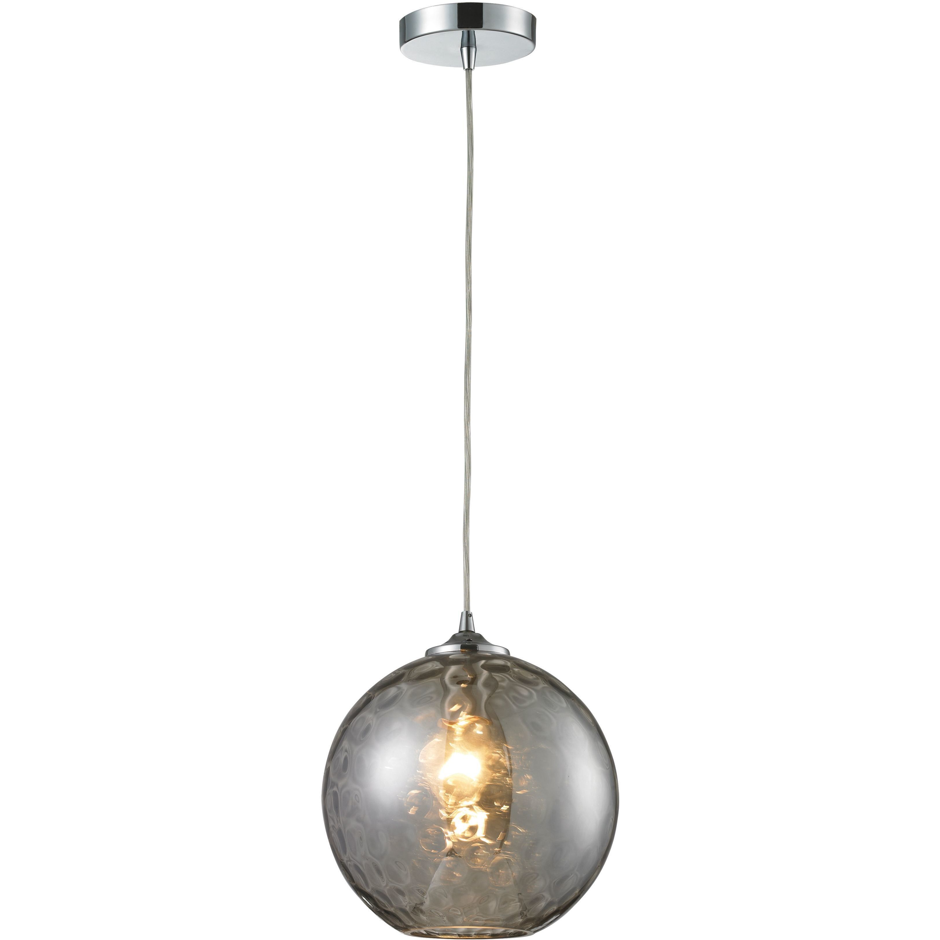 Watersphere 1 Light 10 inch Smoke with Polished Chrome Mini Pendant Ceiling Light