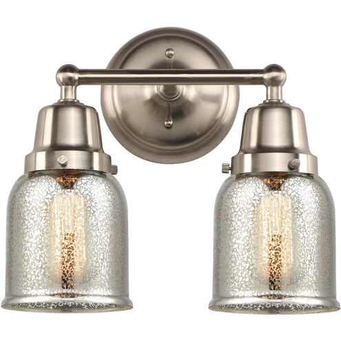 Aditi Small Bell 2 Light 13 inch Brushed Satin Nickel Bath Vanity Light Wall Light, Aditi