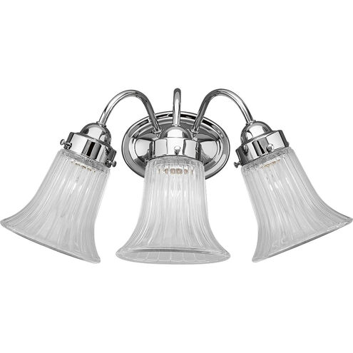 Fluted Glass 3 Light 20 inch Polished Chrome Bath Vanity Wall Light