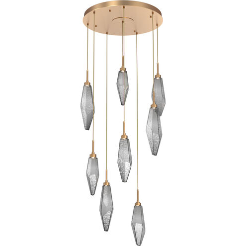 Rock Crystal LED 26.2 inch Novel Brass Chandelier Ceiling Light in Chilled Smoke, 2700K LED, Round Multi-Port
