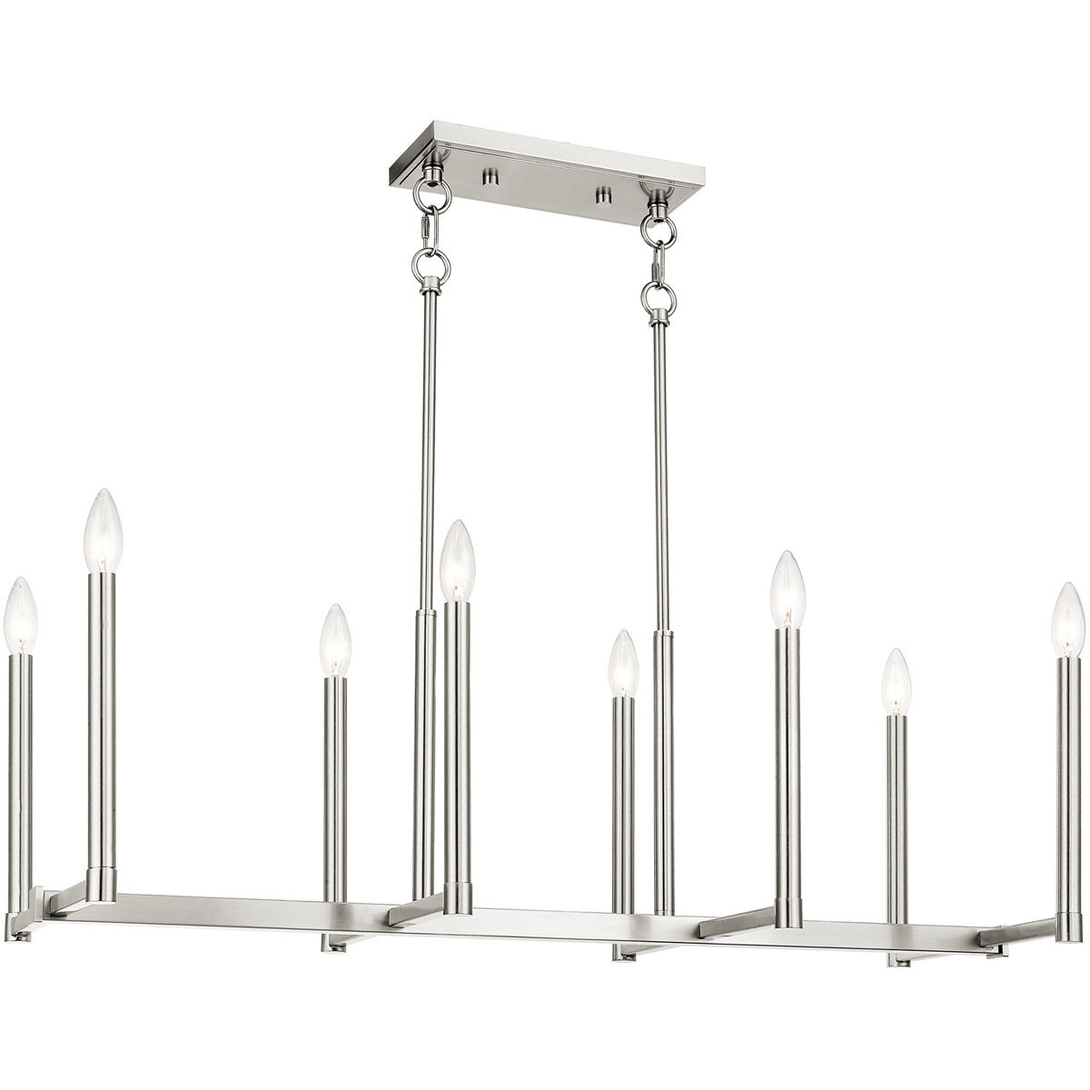 Alpine 8 Light 37 inch Brushed Nickel Linear Chandelier Ceiling Light