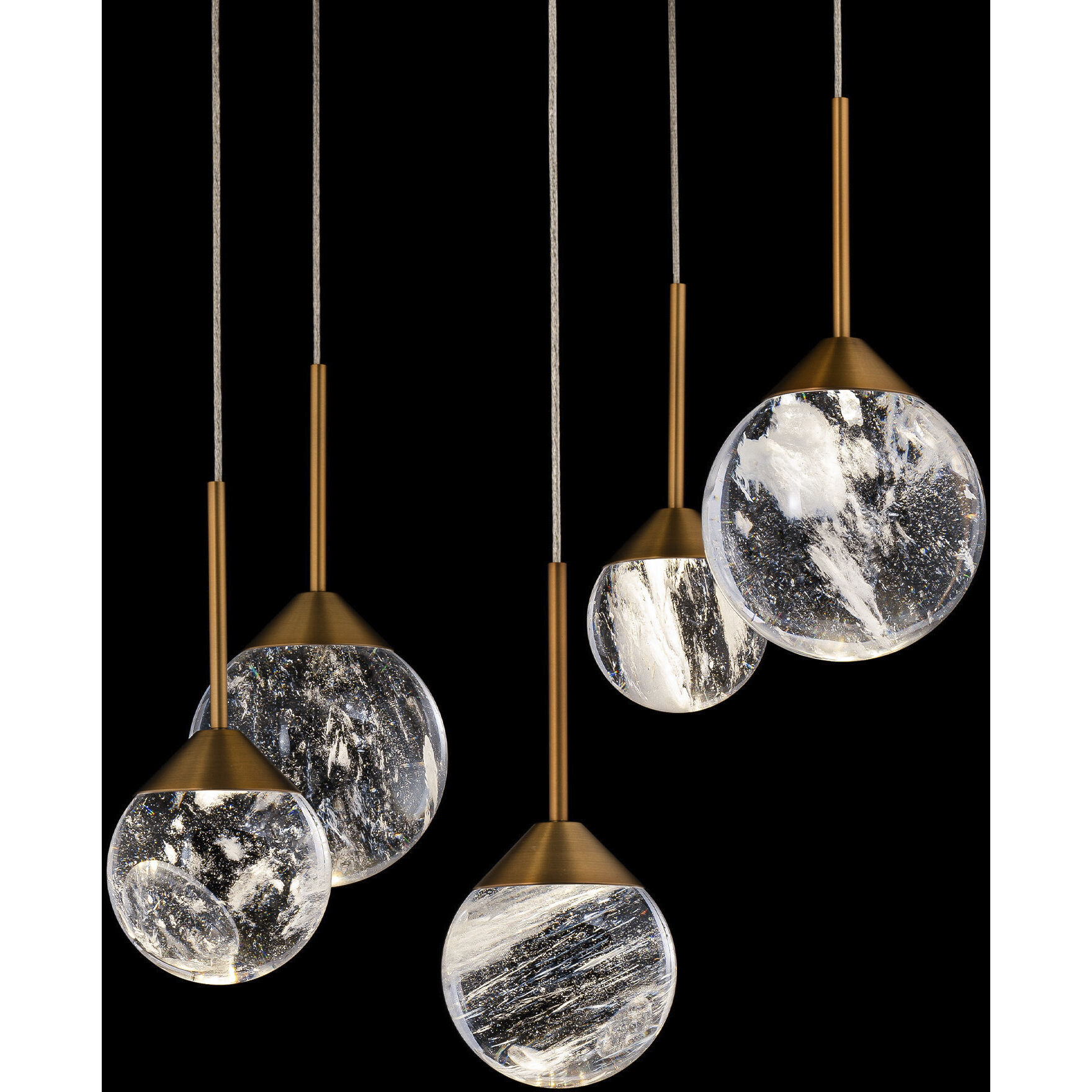 Quest LED 17 inch Aged Brass Multi-Light Pendant Ceiling Light, Beyond