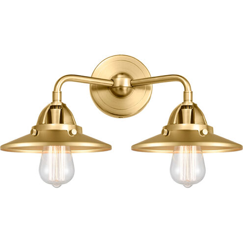 Nouveau 2 Railroad 2 Light 16 inch Satin Gold Bath Vanity Light Wall Light