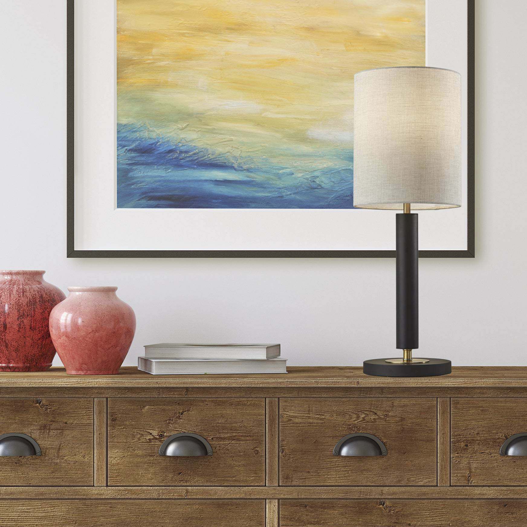 Hollywood 27 inch 100 watt Black with Antique Brass Accents Table Lamp Portable Light