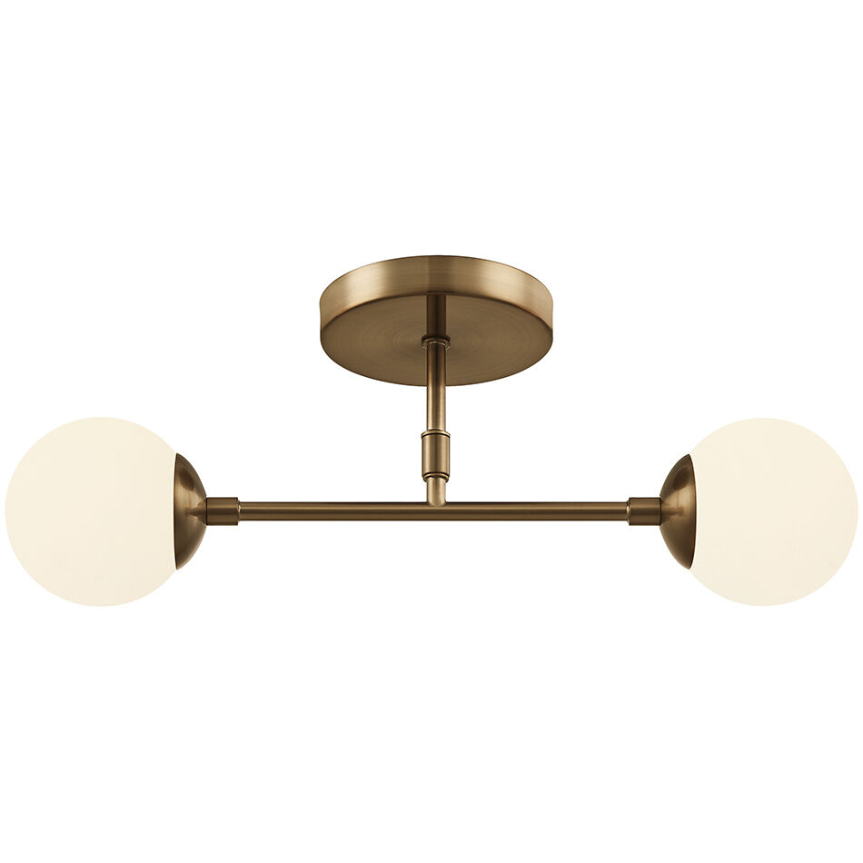 Fusion Collection - Noho Family 2 Light 16.5 inch Brushed Brass Semi-Flush Ceiling Light, EVOLV