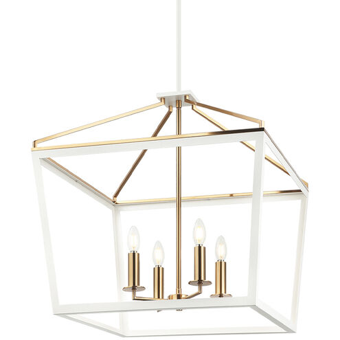 Mavonshire 4 Light 22 inch White and Aged Gold Brass Chandelier Ceiling Light