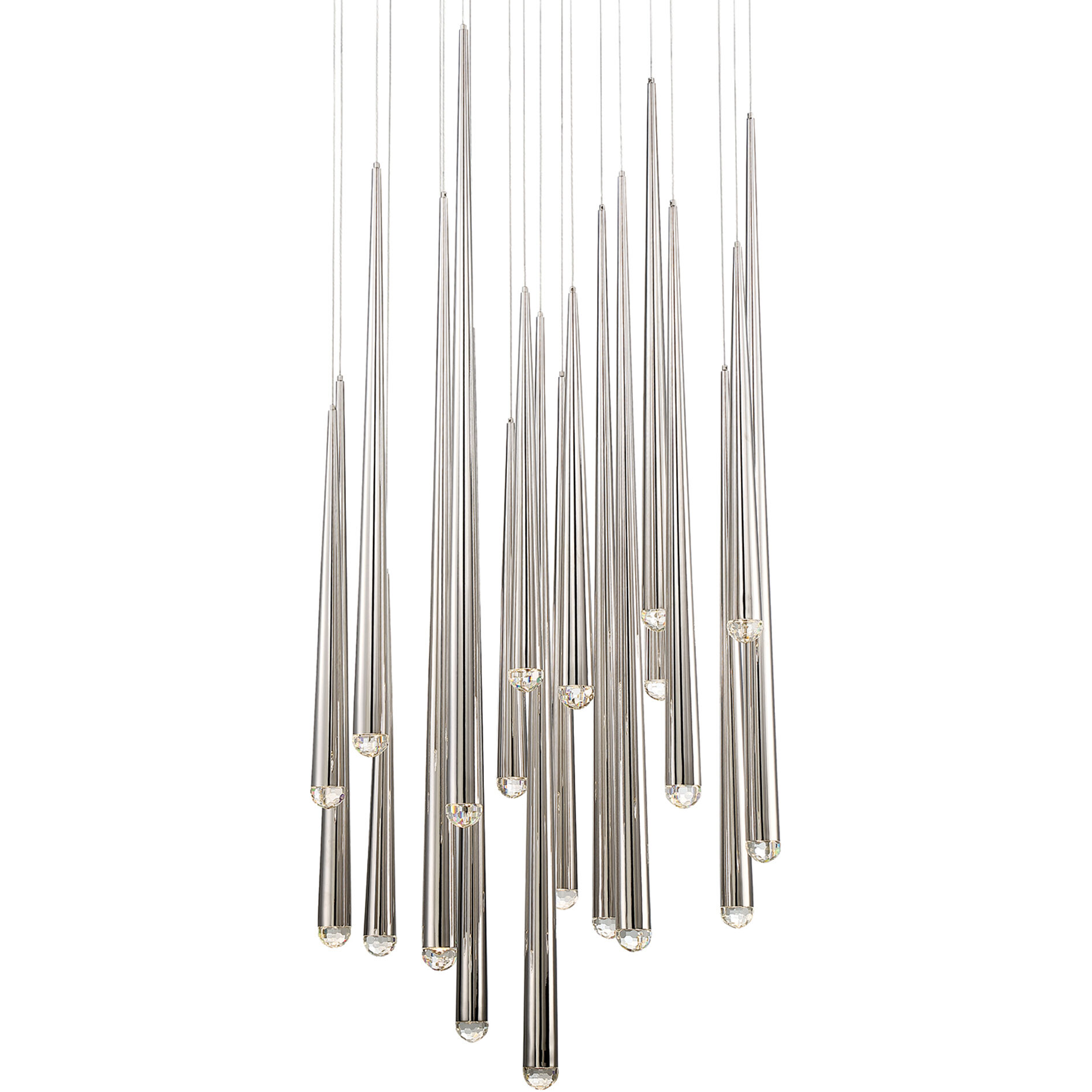Cascade LED 26 inch Polished Nickel Multi-Light Pendant Ceiling Light in 21, Round, 37in.