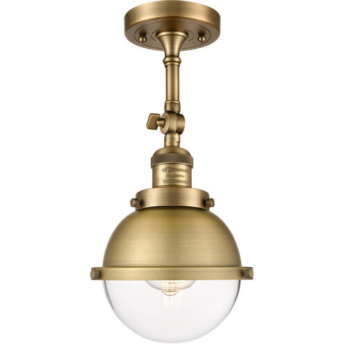 Franklin Restoration Hampden LED 7 inch Black Antique Brass and Matte Black Semi-Flush Mount Ceiling Light in Clear Glass