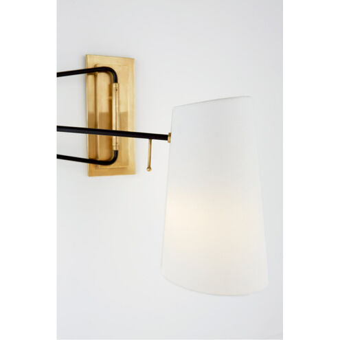 AERIN Keil 7 inch 12 watt Hand-Rubbed Antique Brass and Black Swing Arm Wall Light, Large