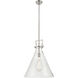 Newton Cone 1 Light 18 inch Satin Nickel Pendant Ceiling Light in Clear Glass