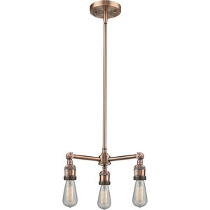 Franklin Restoration Bare Bulb LED 15 inch Antique Copper Chandelier Ceiling Light