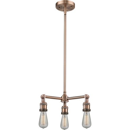 Franklin Restoration Bare Bulb LED 15 inch Antique Copper Chandelier Ceiling Light