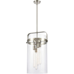 Pilaster 4 Light 13.38 inch Satin Nickel Pendant Ceiling Light in Clear Glass